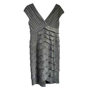 Cache Metallic Crinkle Tiered Cocktail Dress‎ Sz 6